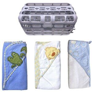 Munchkin Dishwasher Basket for Baby Bottles and 3 Hooded Baby Towels